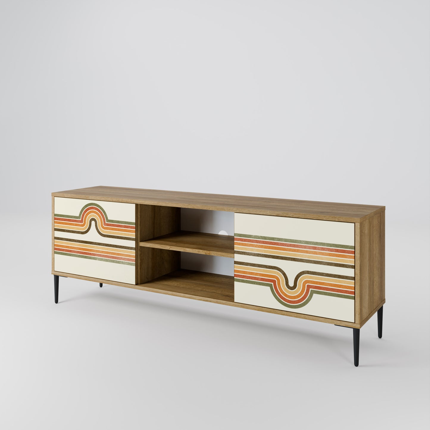 EXCEPTIONAL STREAM 2-Door TV Stand in Oak Effect