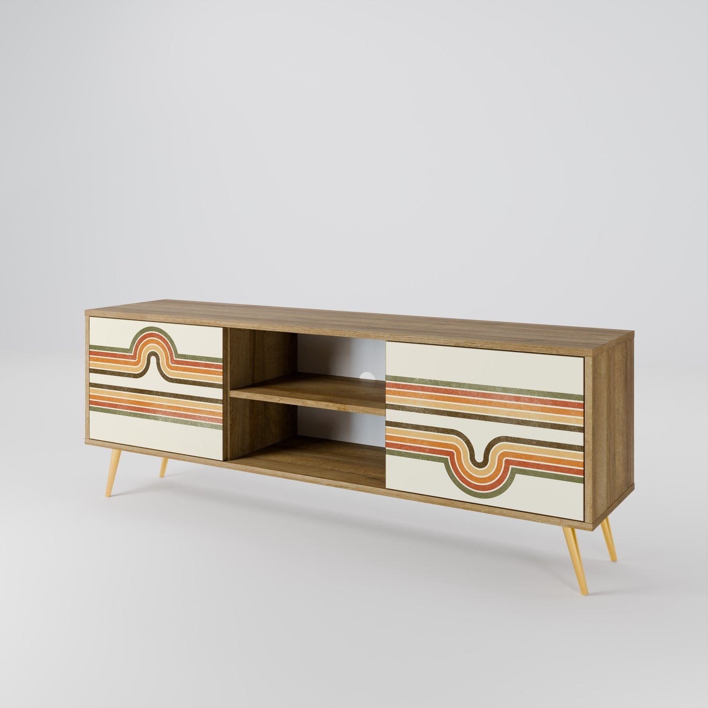 EXCEPTIONAL STREAM 2-Door TV Stand in Oak Effect