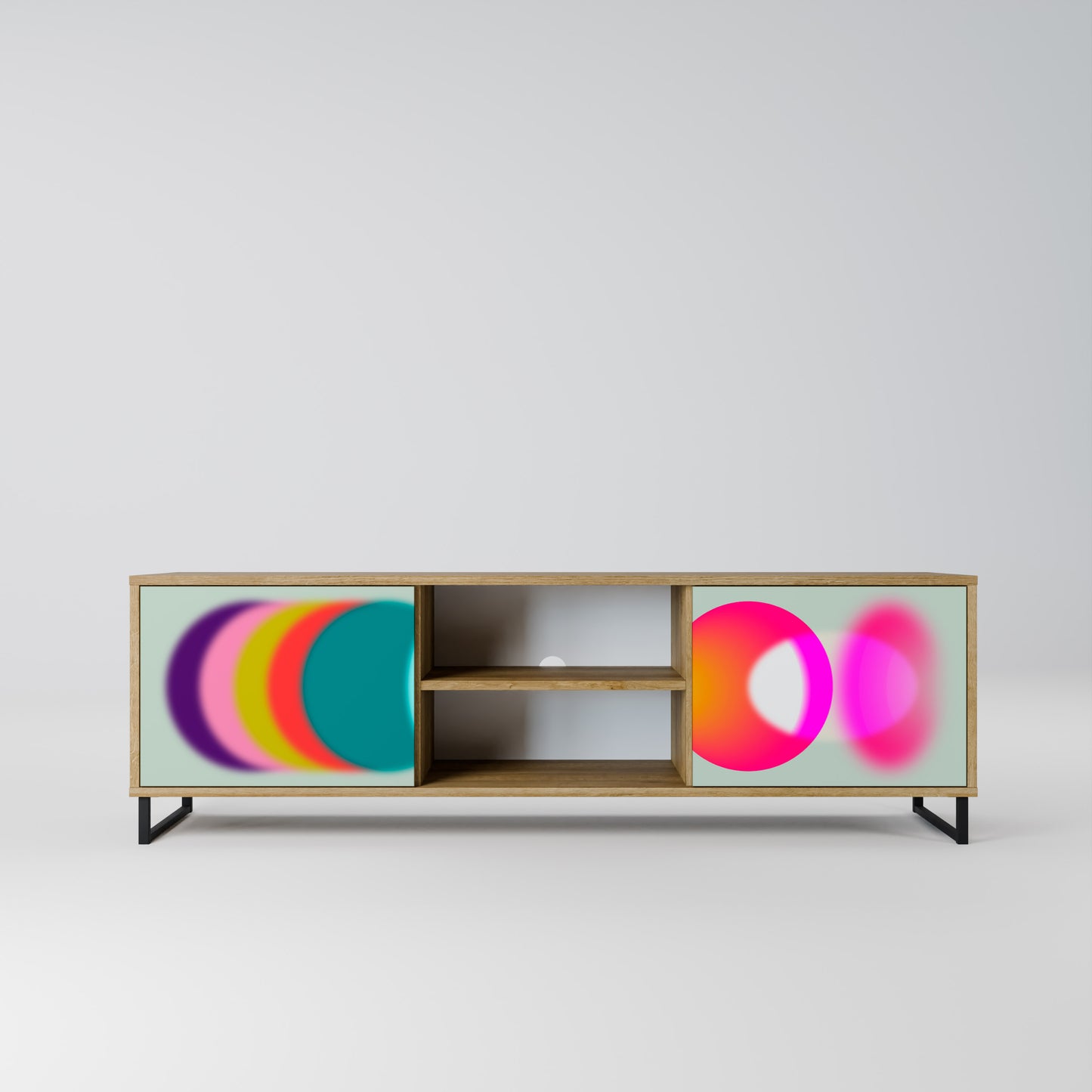 SYMPHONY OF COLOURS 2-dörrars TV-bänk i ekeffekt