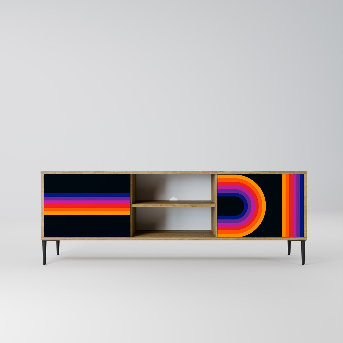 BLINDED BY THE LIGHTS 2-Door TV Stand in Oak Effect