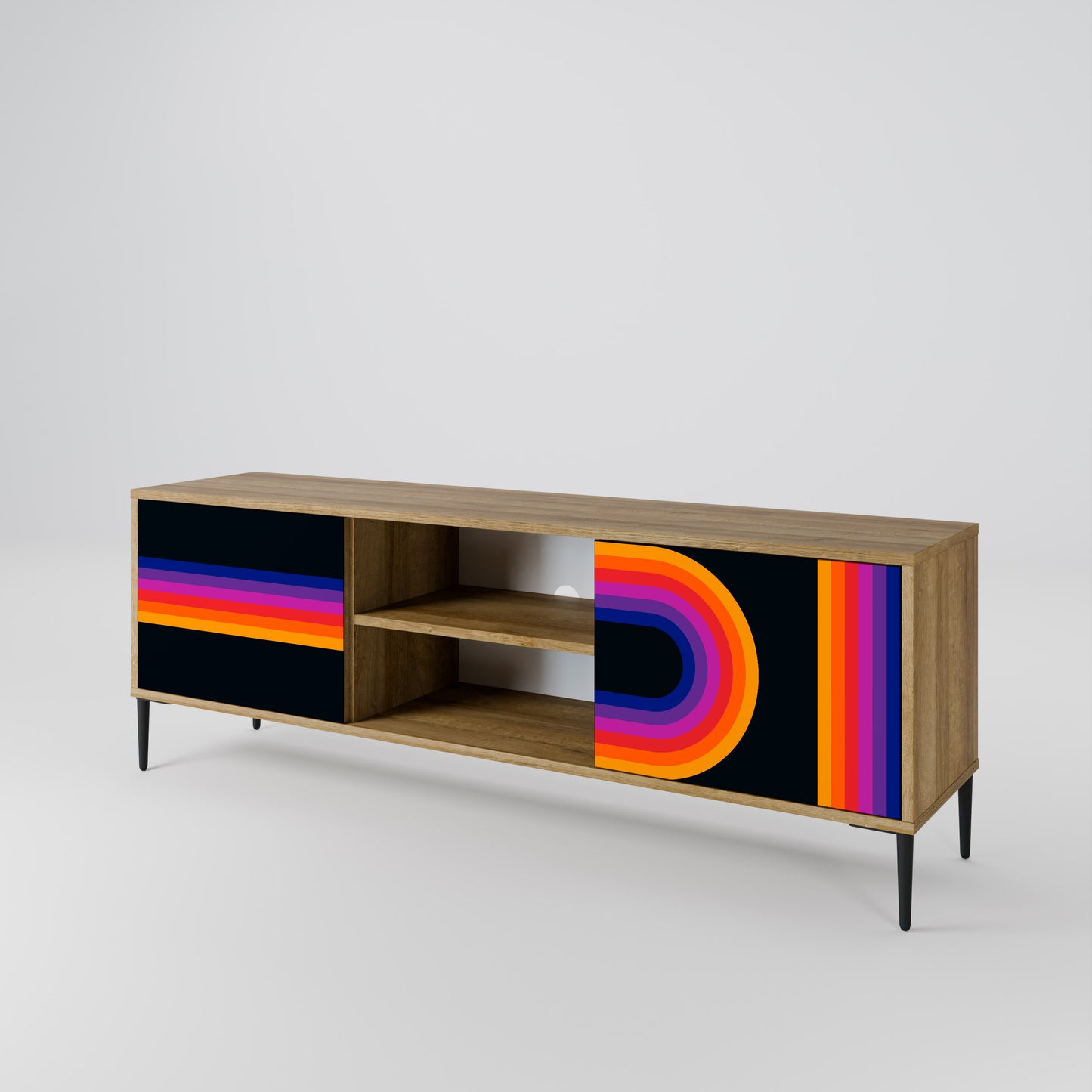 BLINDED BY THE LIGHTS 2-Door TV Stand in Oak Effect
