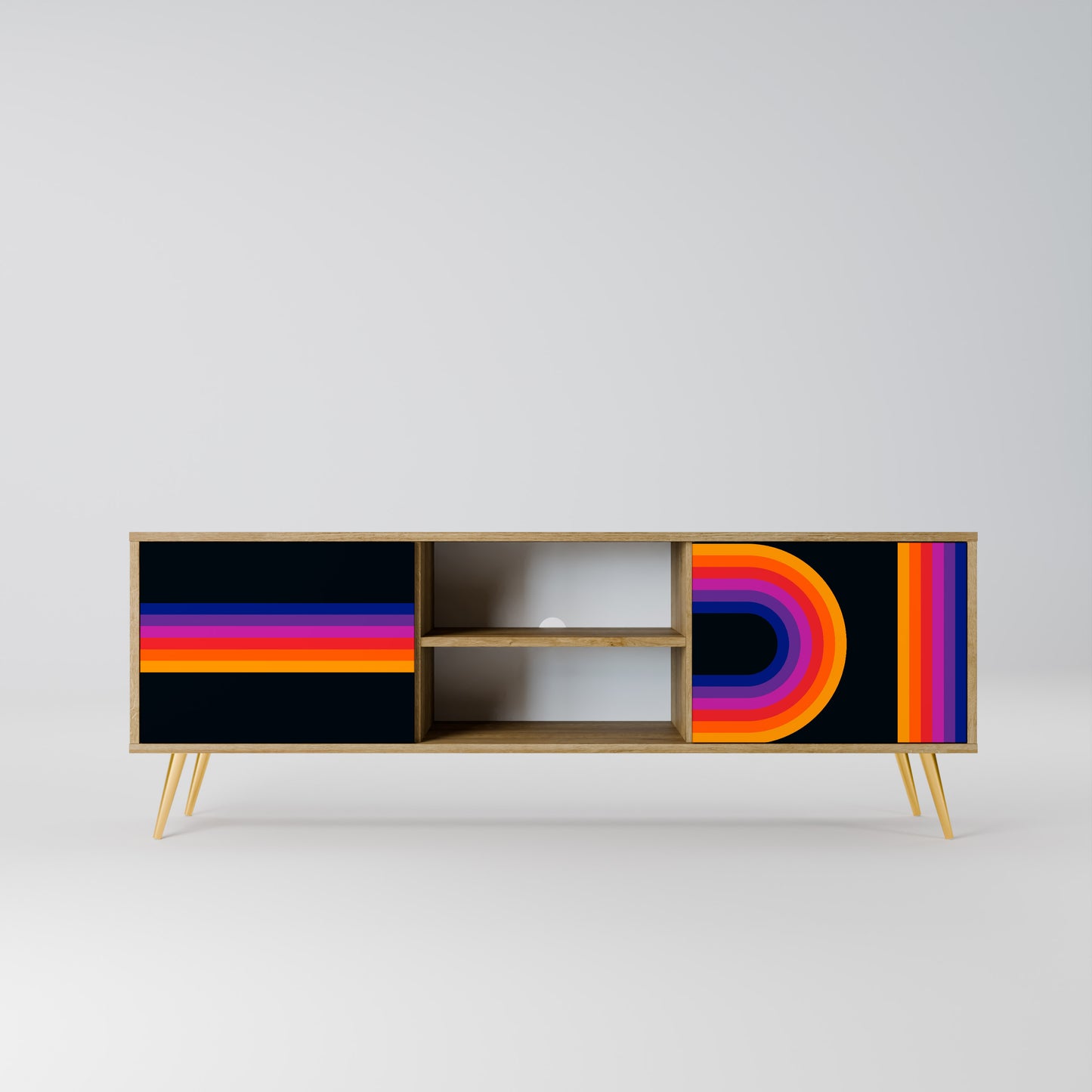 BLINDED BY THE LIGHTS 2-Door TV Stand in Oak Effect