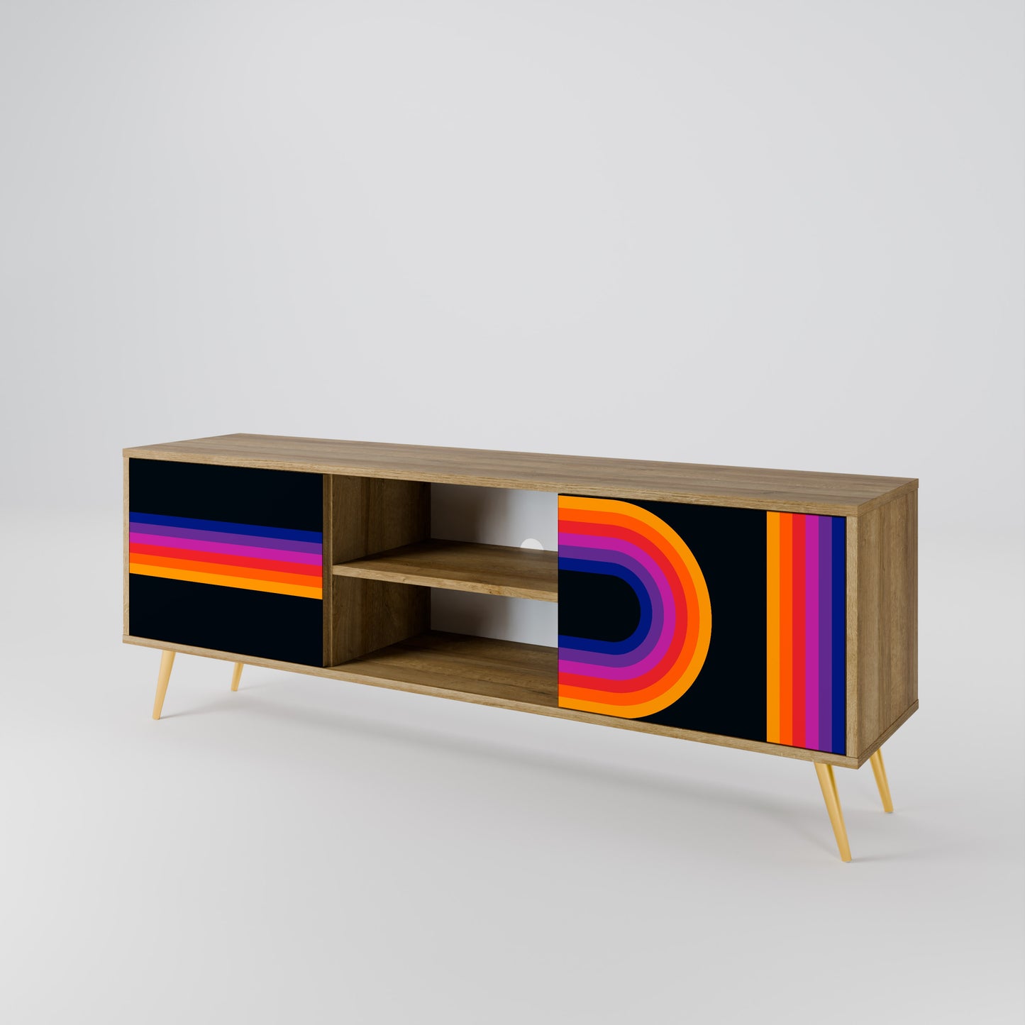 BLINDED BY THE LIGHTS 2-Door TV Stand in Oak Effect
