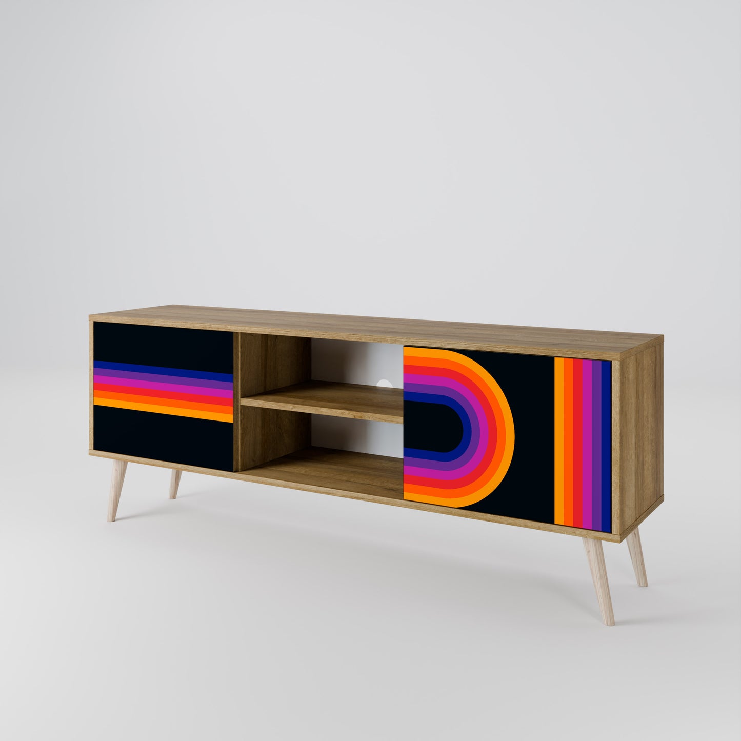 BLINDED BY THE LIGHTS 2-Door TV Stand in Oak Effect