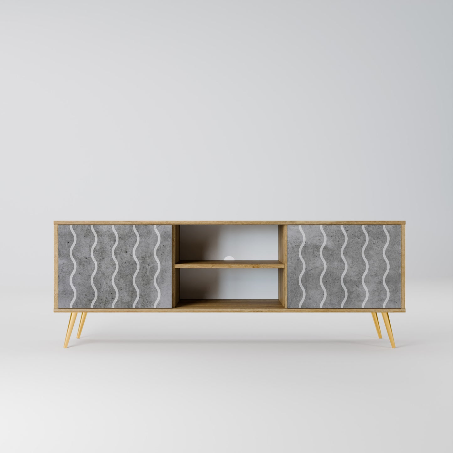 WAVES OF CONCRETE 2-Door TV Stand in Oak Effect