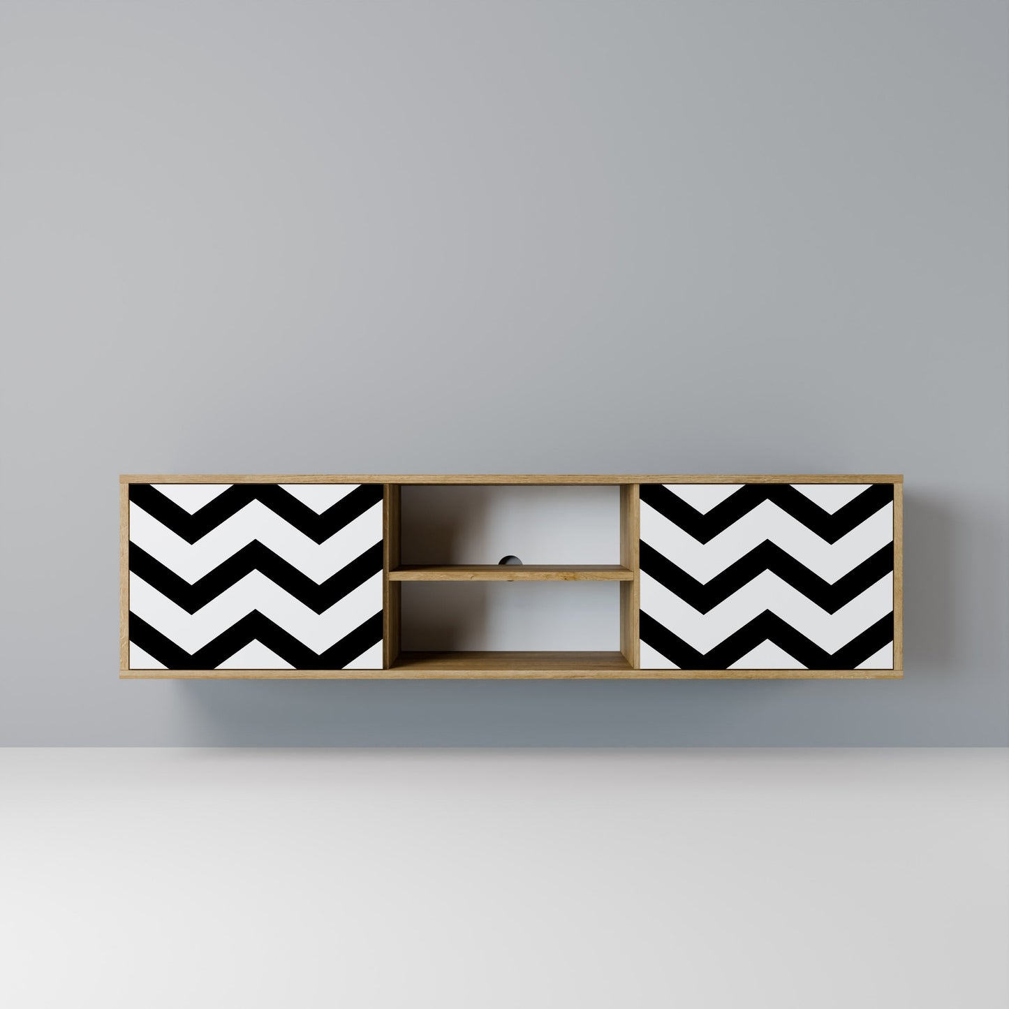 CLASSIC ZIG ZAG 2-Door TV Stand in Oak Effect