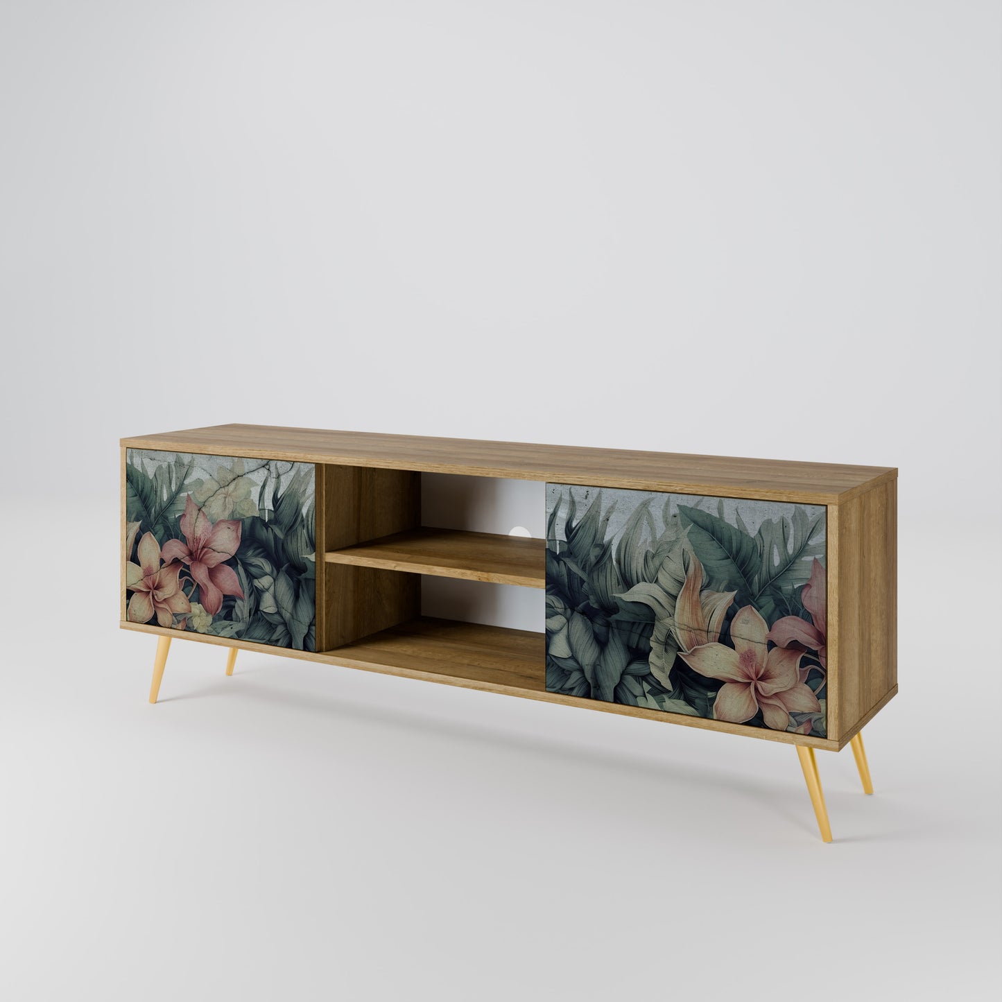 HEAVENLY BLOOM 2-Door TV Stand in Oak Effect