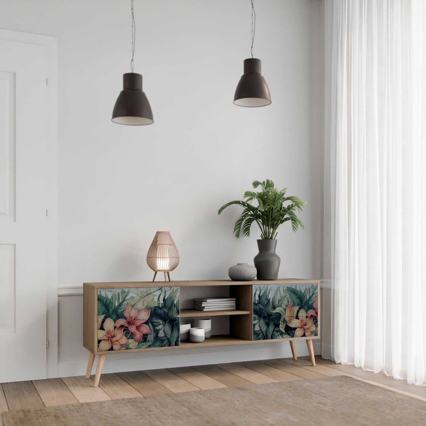 HEAVENLY BLOOM 2-Door TV Stand in Oak Effect