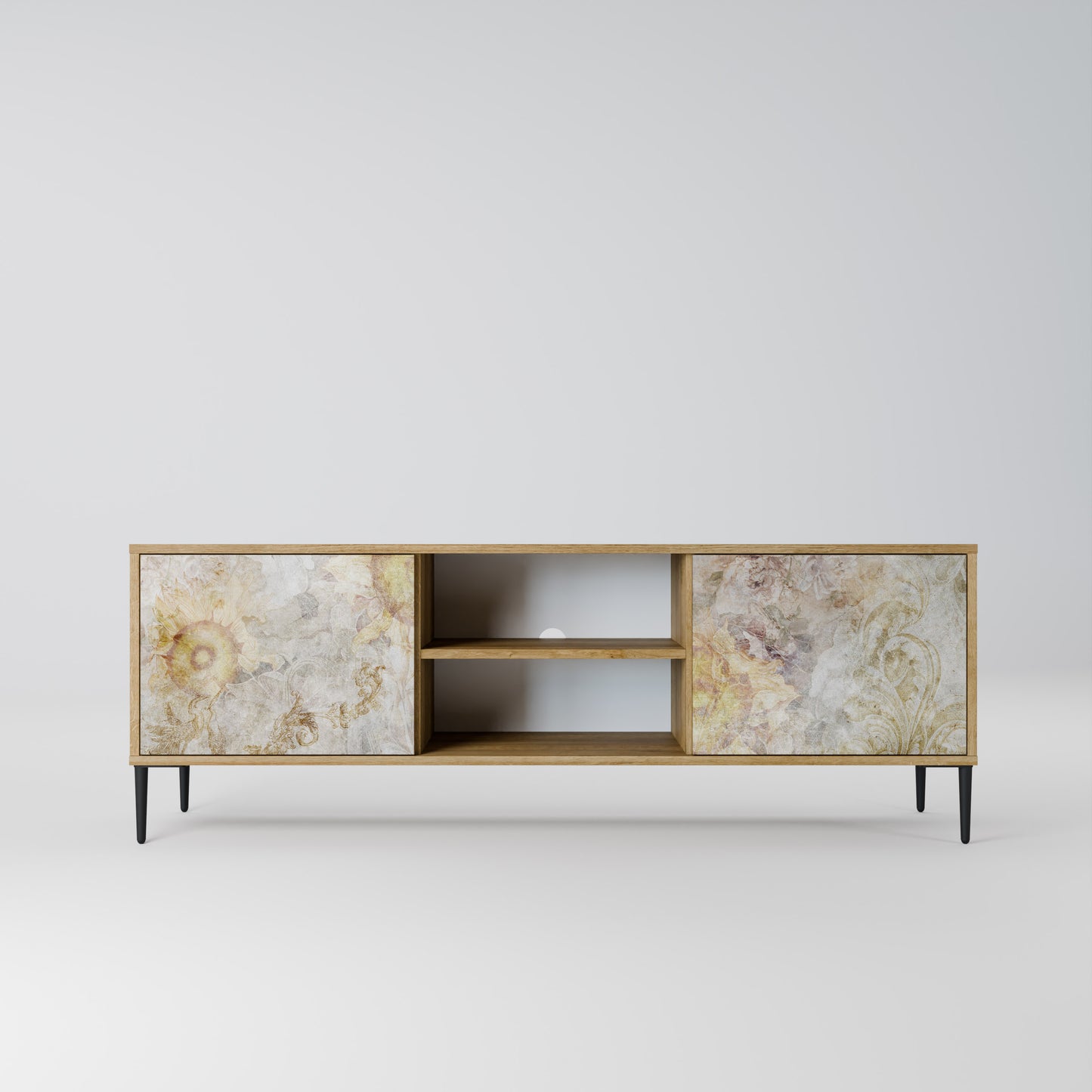 SUNFLOWER BLUR 2-Door TV Stand in Oak Effect