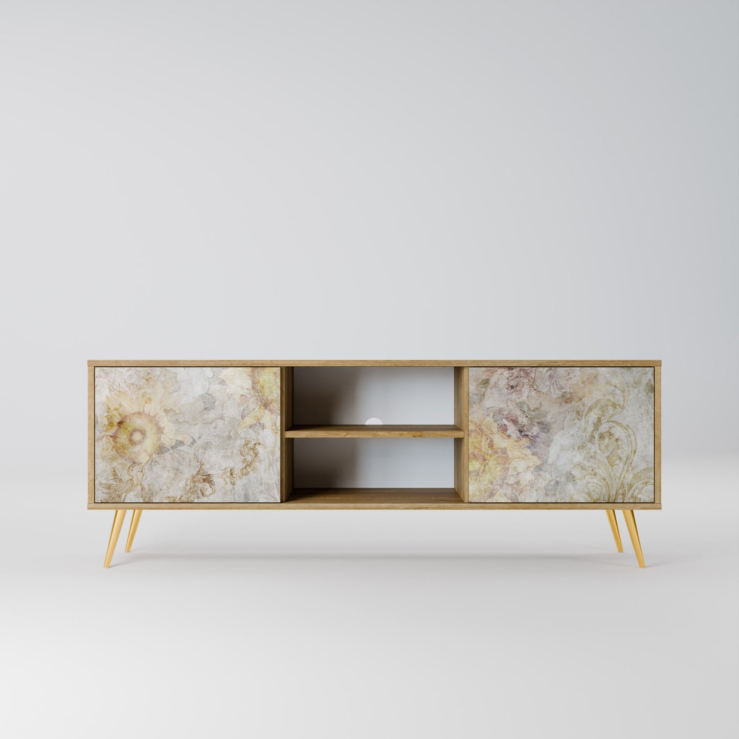 SUNFLOWER BLUR 2-Door TV Stand in Oak Effect