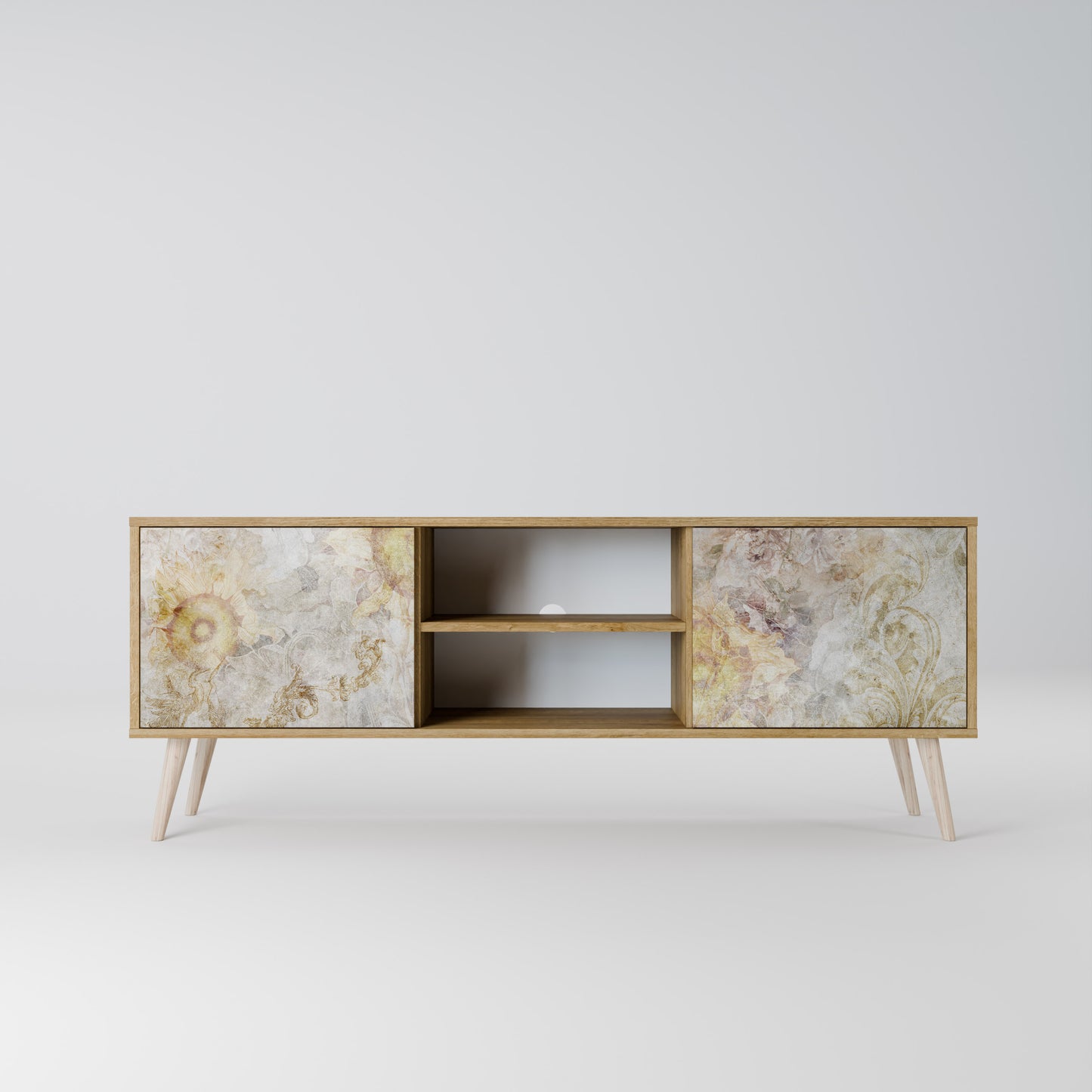 SUNFLOWER BLUR 2-Door TV Stand in Oak Effect