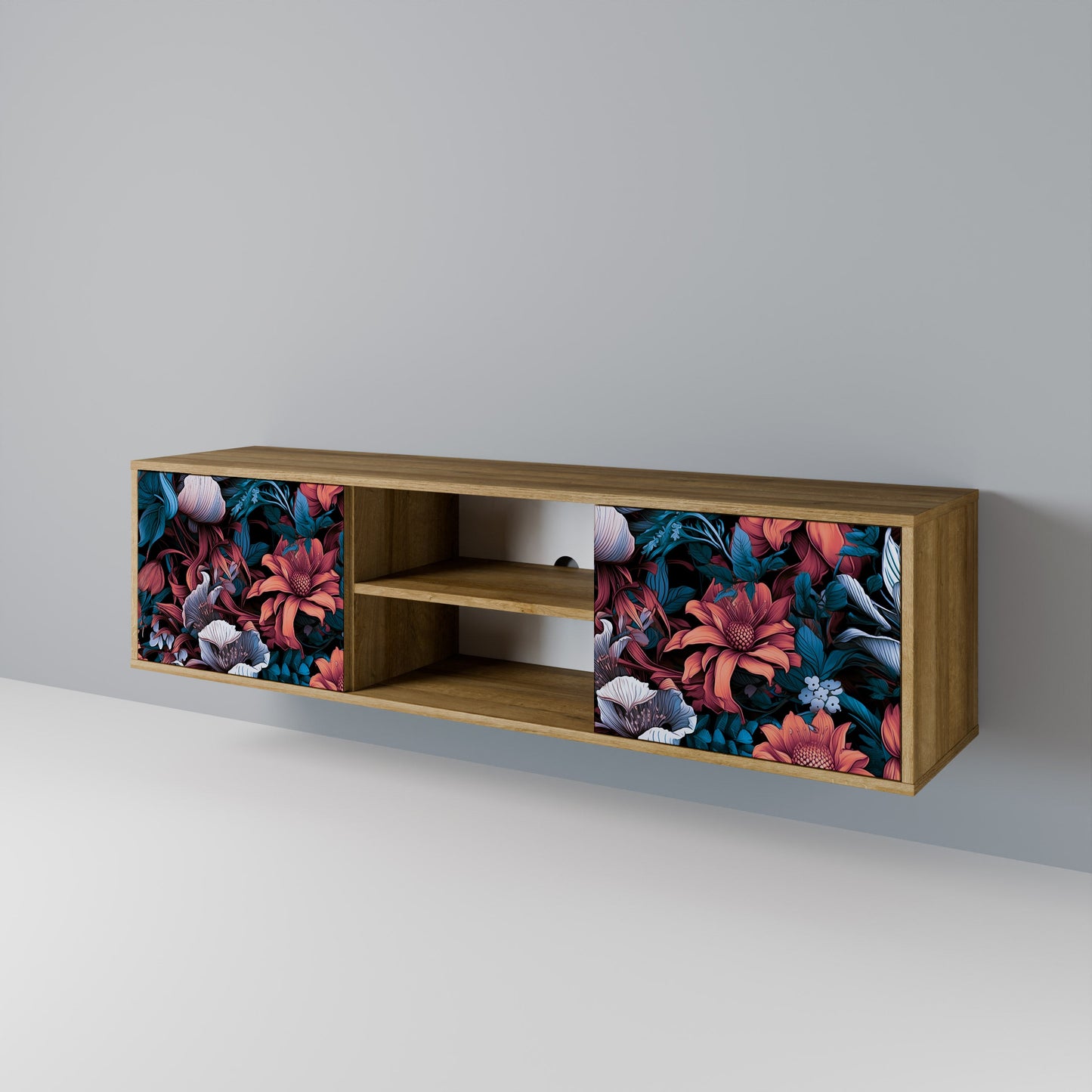 ETHEREAL BLOSSOMS 2-Door TV Stand in Oak Effect