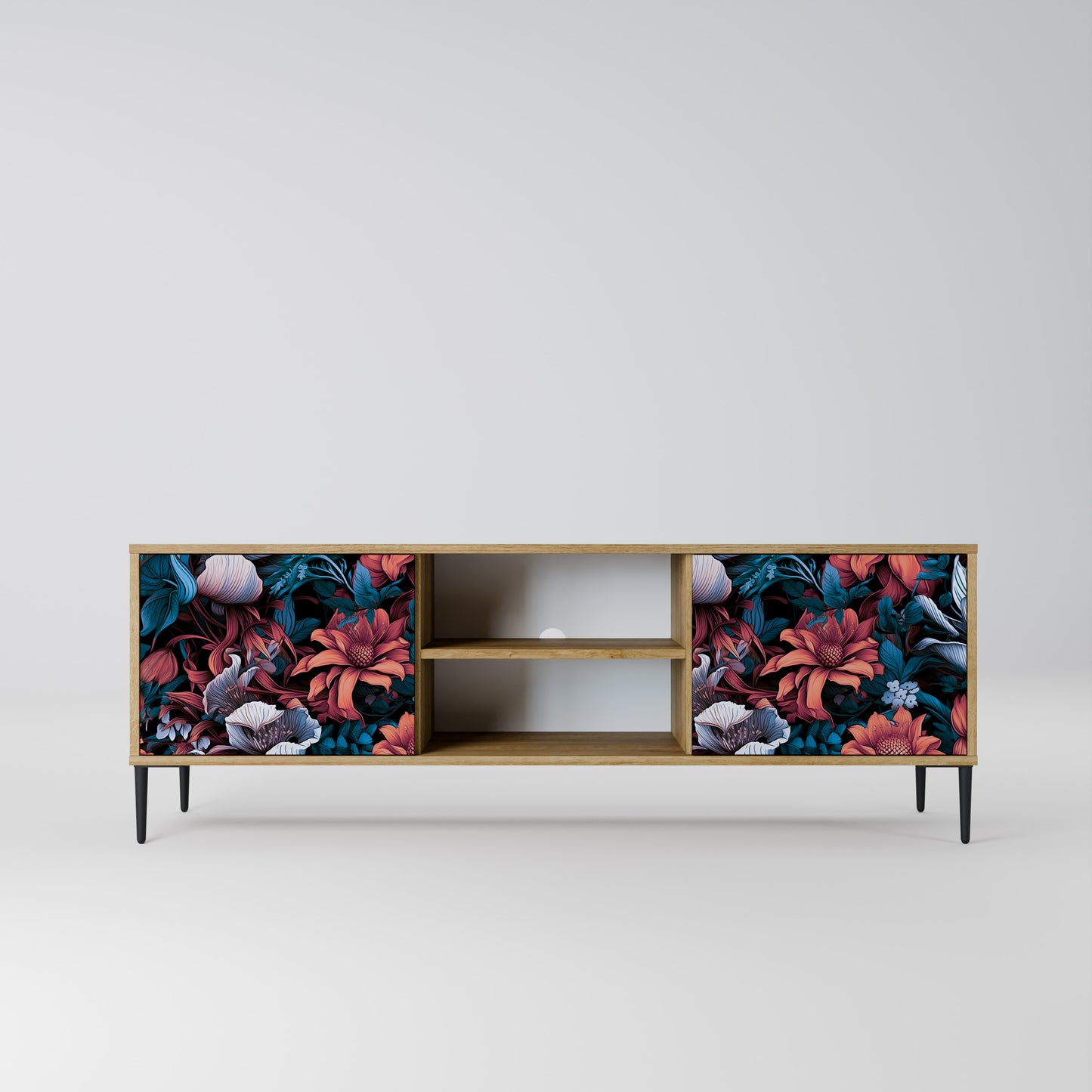 ETHEREAL BLOSSOMS 2-Door TV Stand in Oak Effect