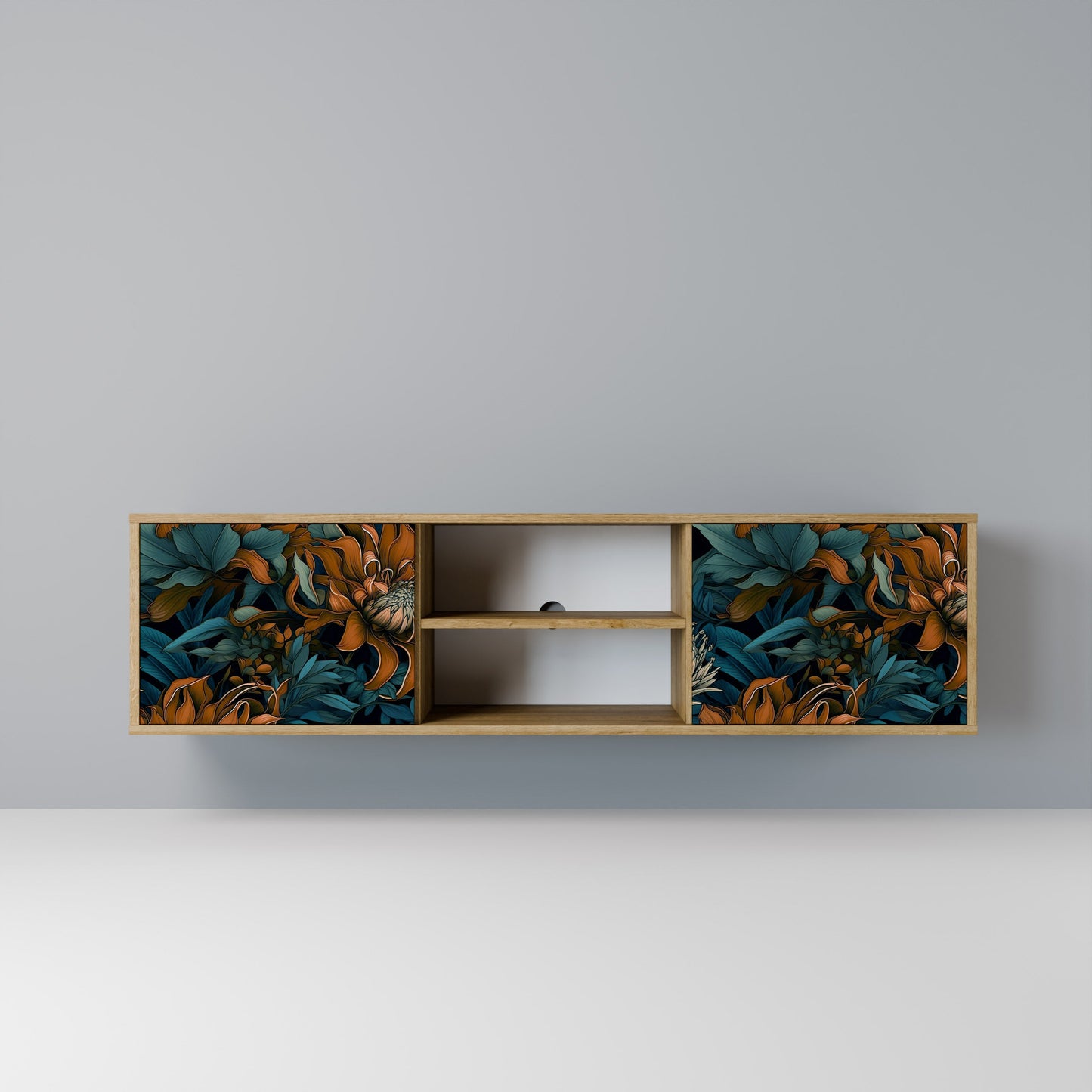 MORNING BLOOM 2-Door TV Stand in Oak Effect