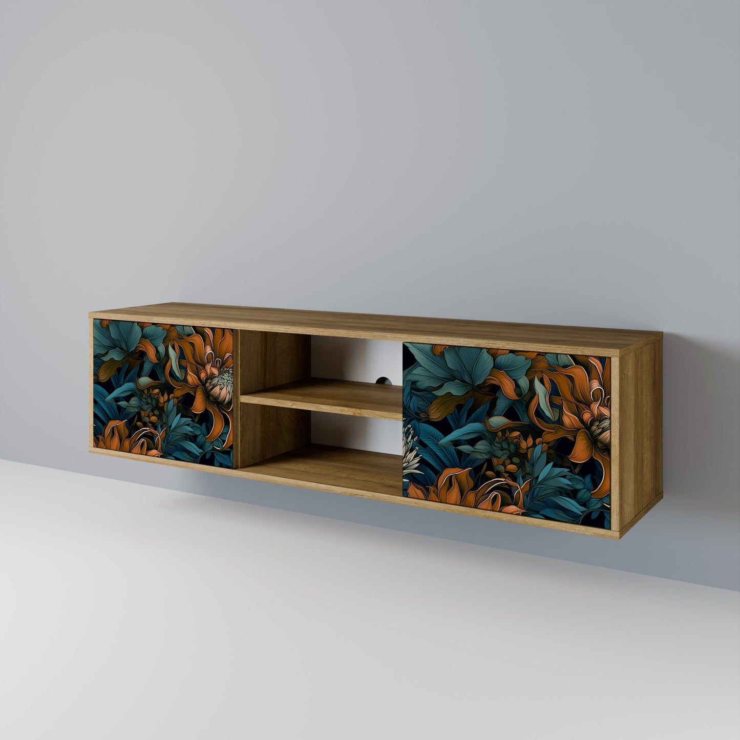 MORNING BLOOM 2-Door TV Stand in Oak Effect