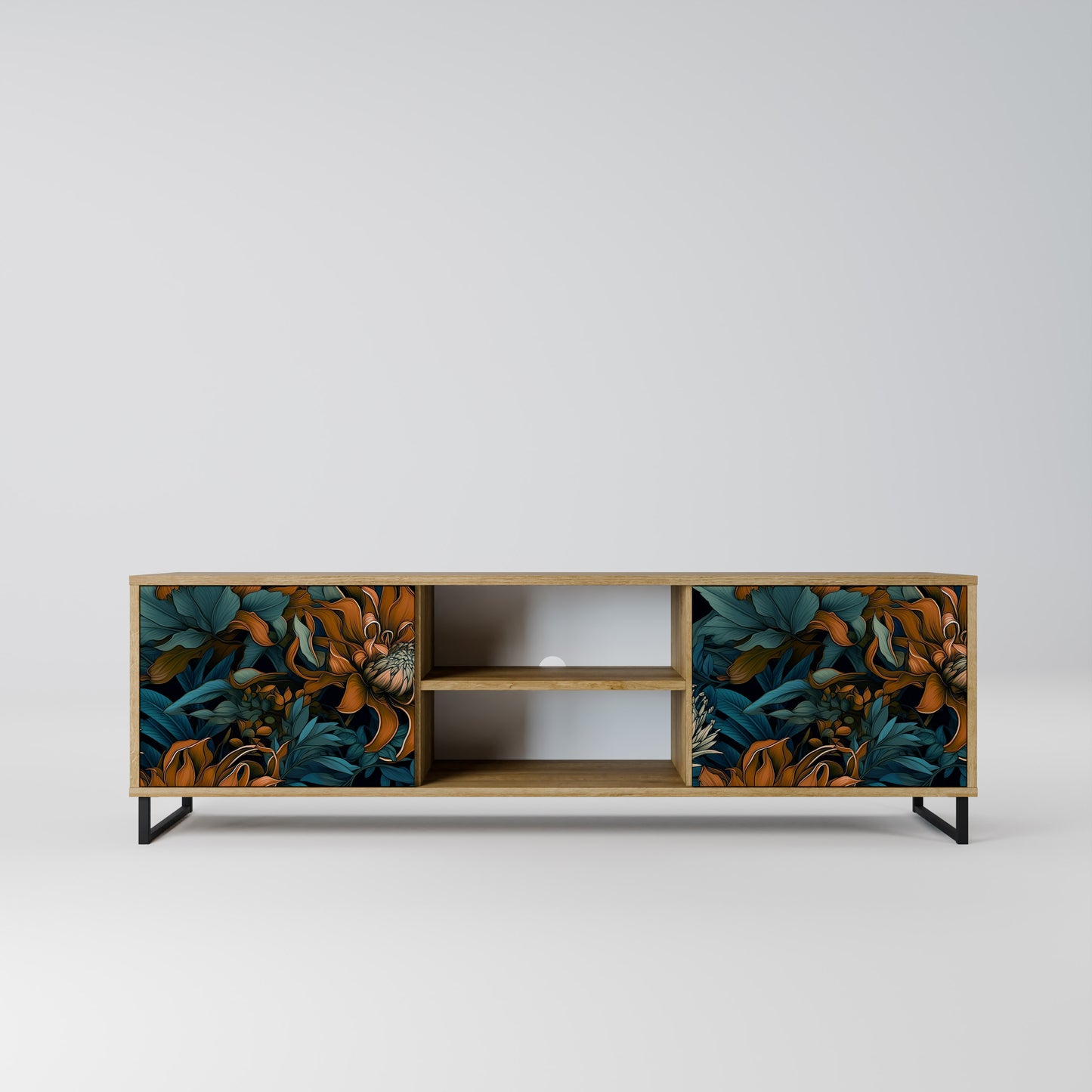 MORNING BLOOM 2-Door TV Stand in Oak Effect