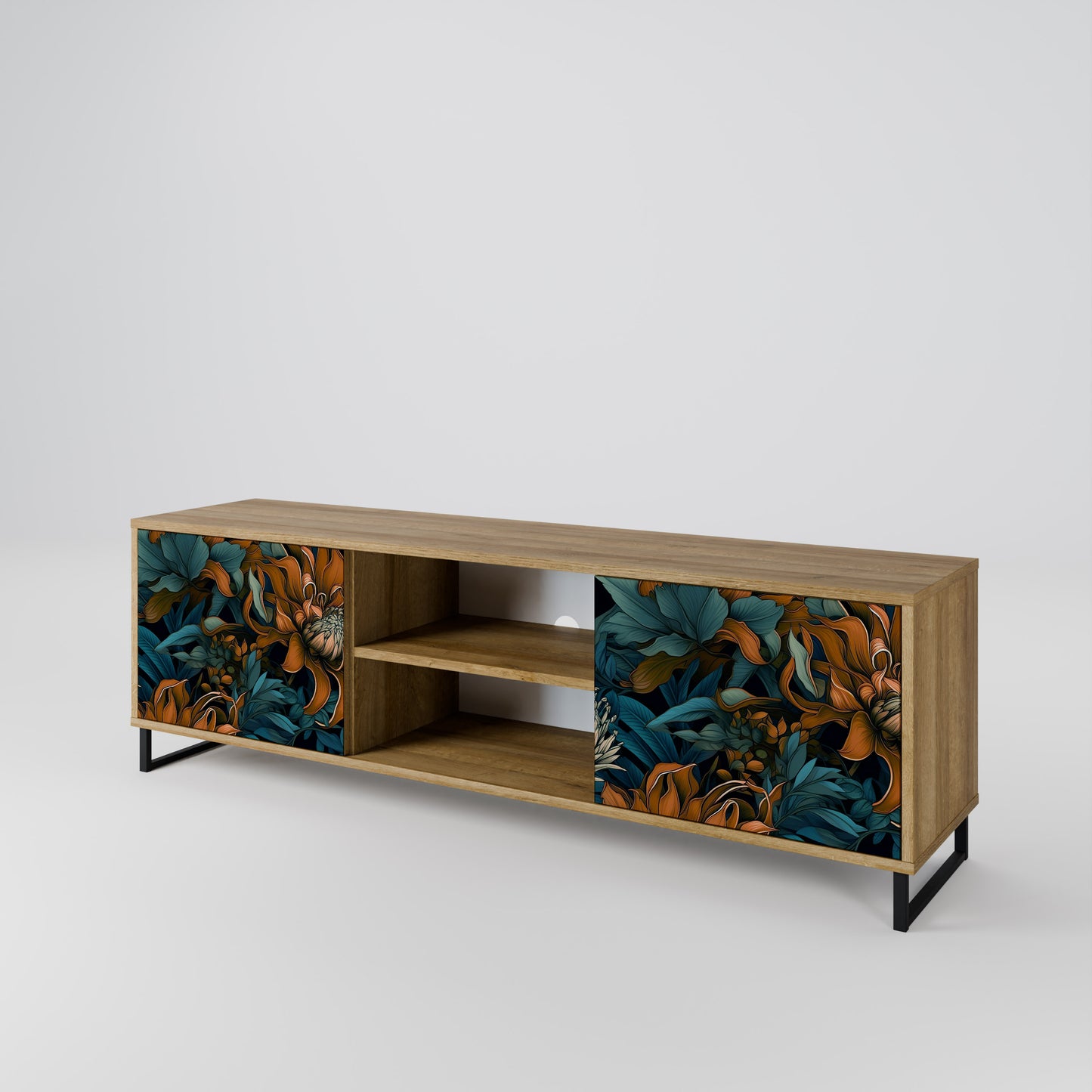 MORNING BLOOM 2-Door TV Stand in Oak Effect