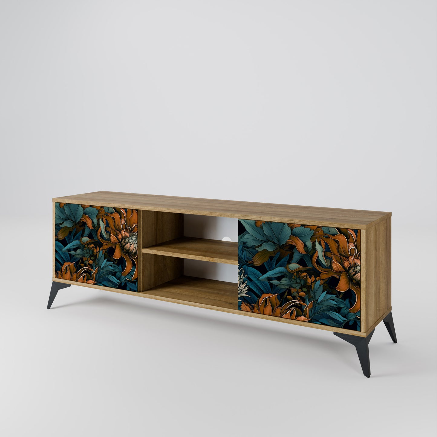 MORNING BLOOM 2-Door TV Stand in Oak Effect