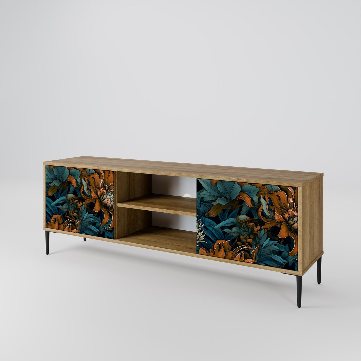 MORNING BLOOM 2-Door TV Stand in Oak Effect