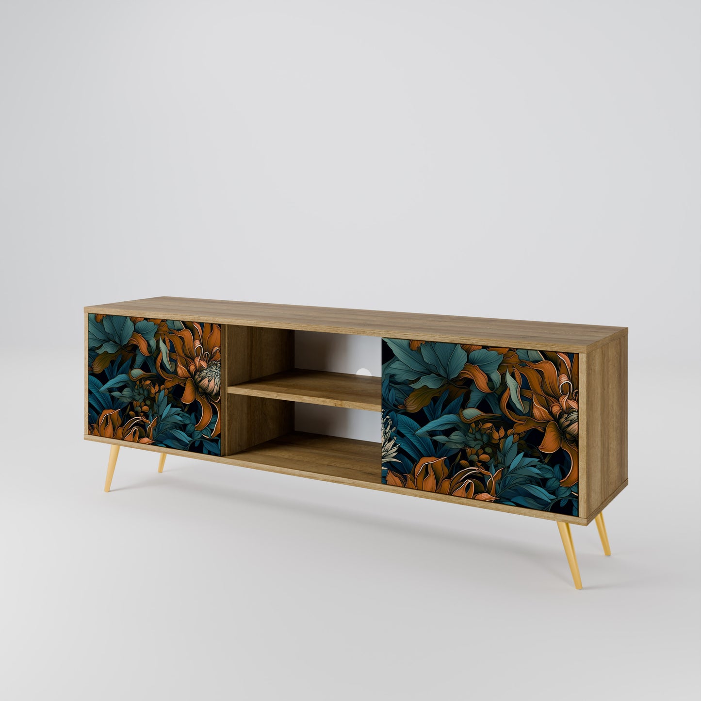 MORNING BLOOM 2-Door TV Stand in Oak Effect