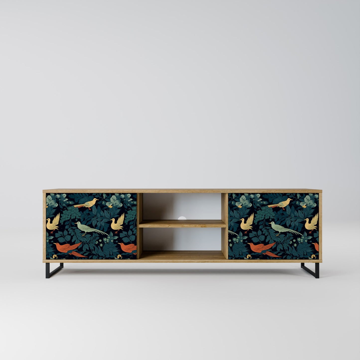 FOWL ORNAMENT 2-dörrars TV-bänk i ekeffekt