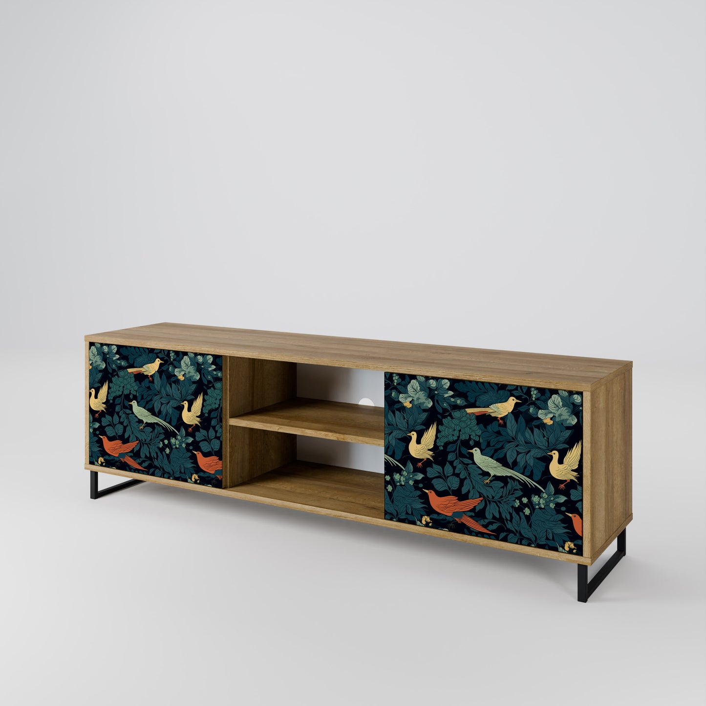 FOWL ORNAMENT 2-dörrars TV-bänk i ekeffekt