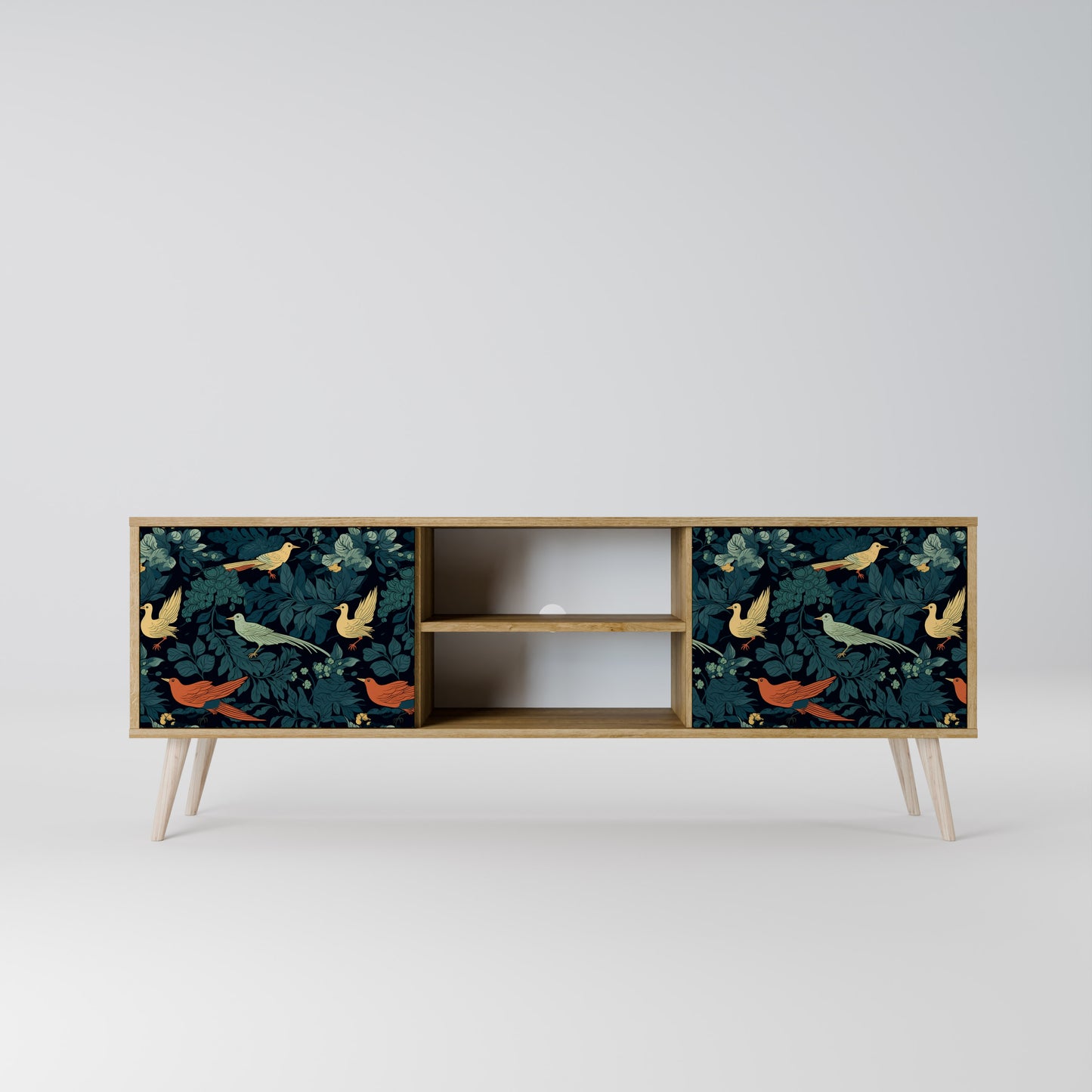 FOWL ORNAMENT 2-dörrars TV-bänk i ekeffekt