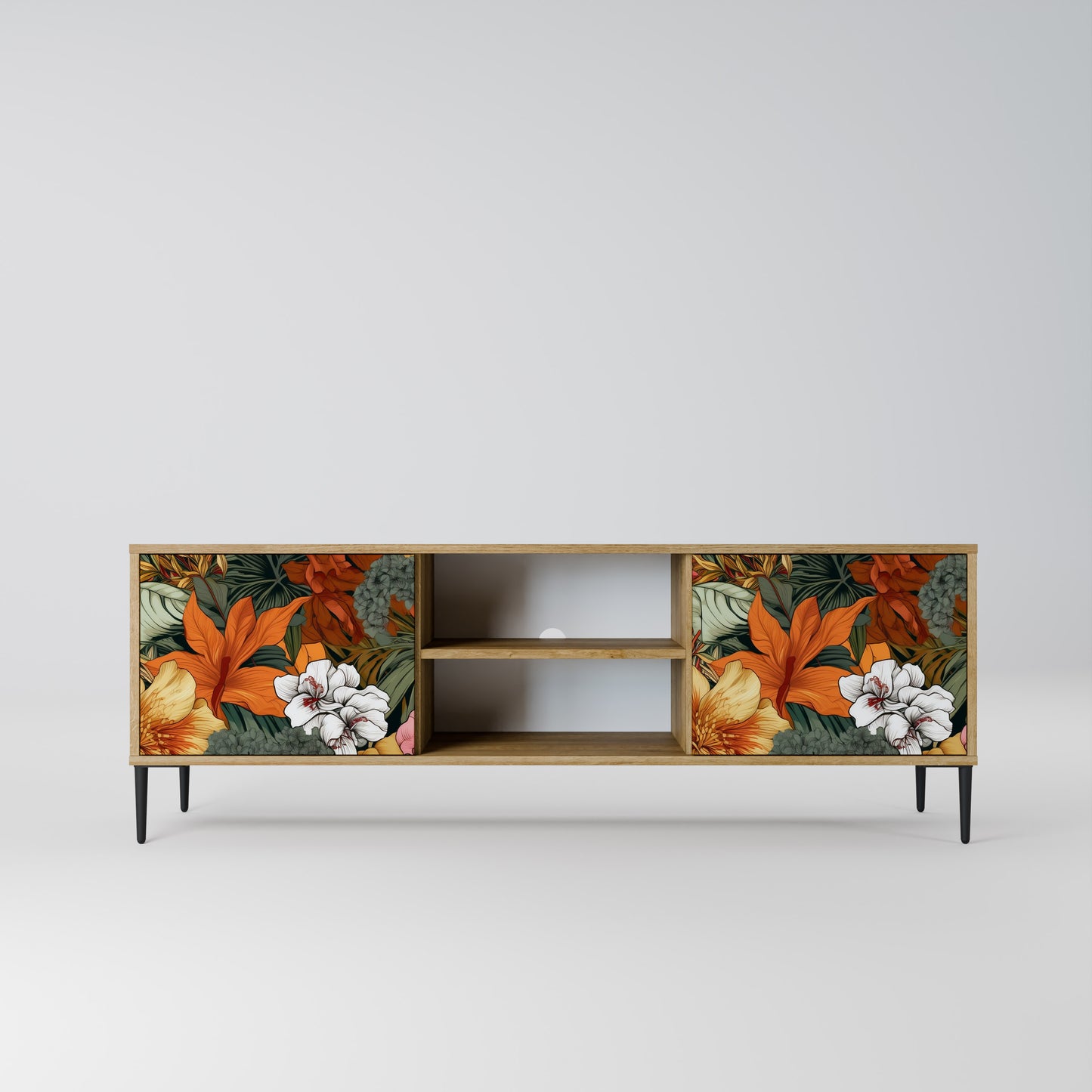 RADIANT FLORA 2-dörrars TV-bänk i ekeffekt