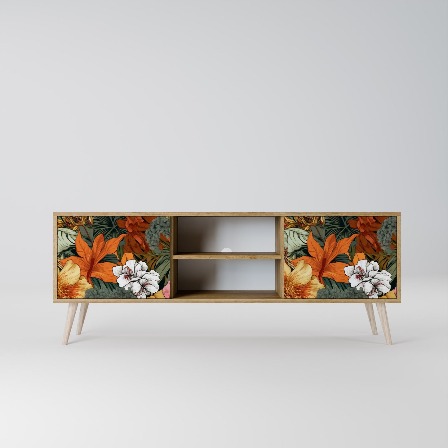 RADIANT FLORA 2-dörrars TV-bänk i ekeffekt