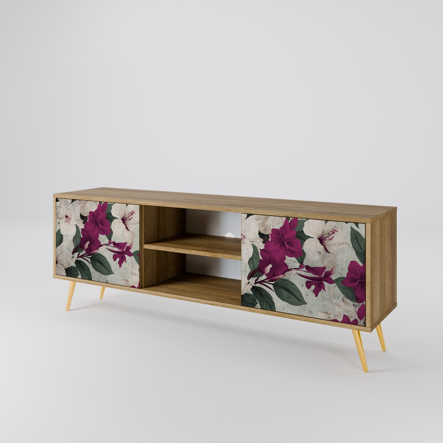 FLOWERET DREAM 2-Door TV Stand in Oak Effect