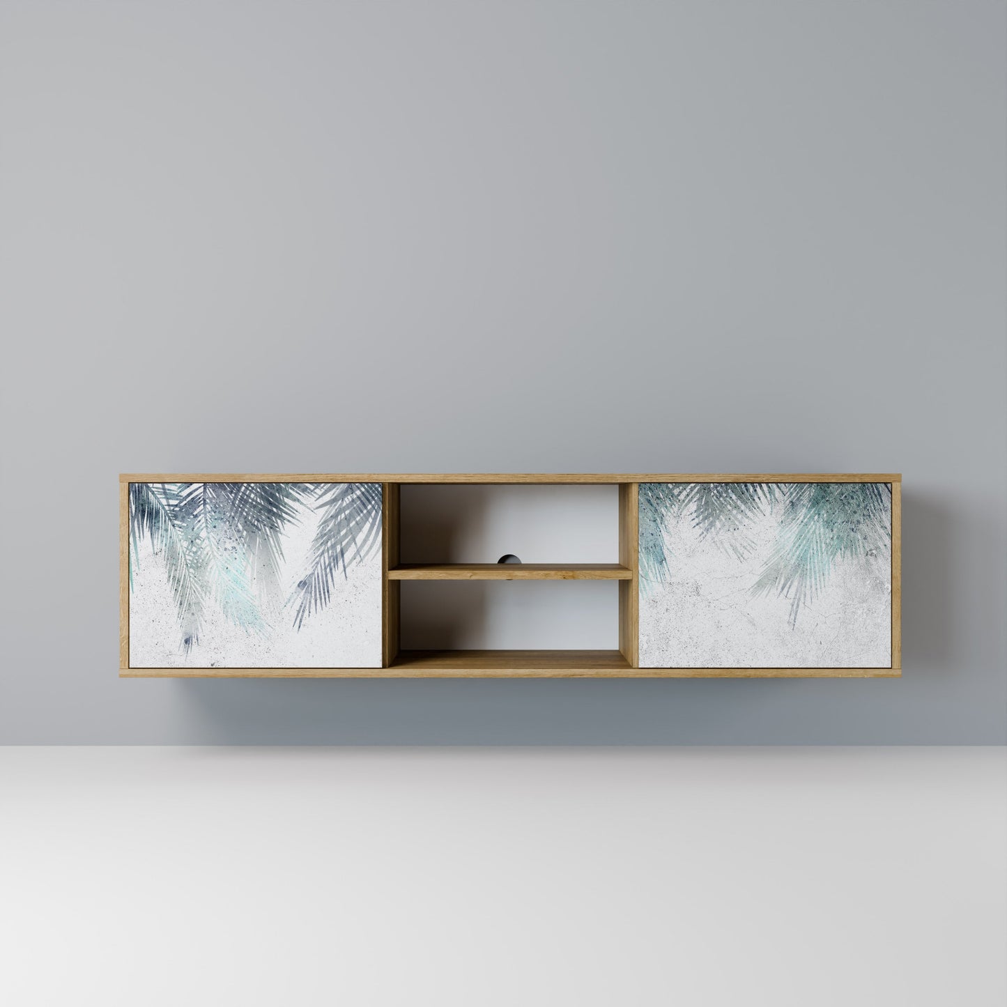 PALM VEIL 2-Door TV Stand in Oak Effect