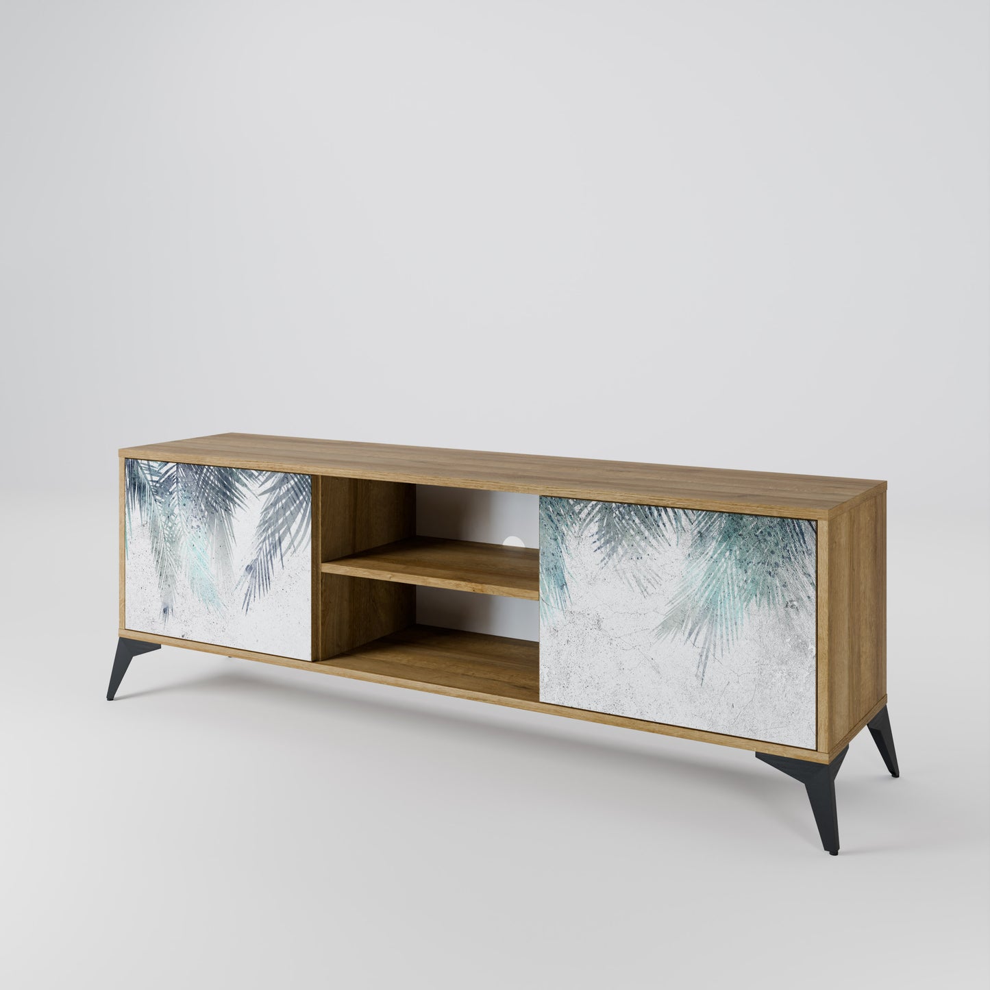 PALM VEIL 2-Door TV Stand in Oak Effect