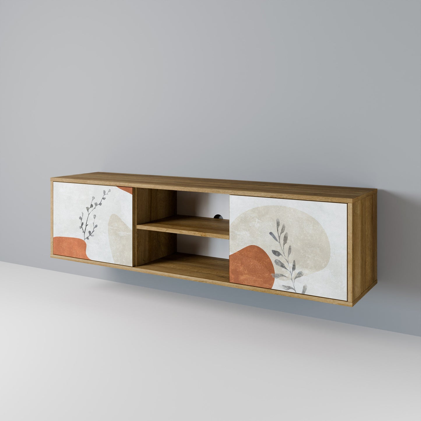 TRANQUIL TWIG 2-Door TV Stand in Oak Effect