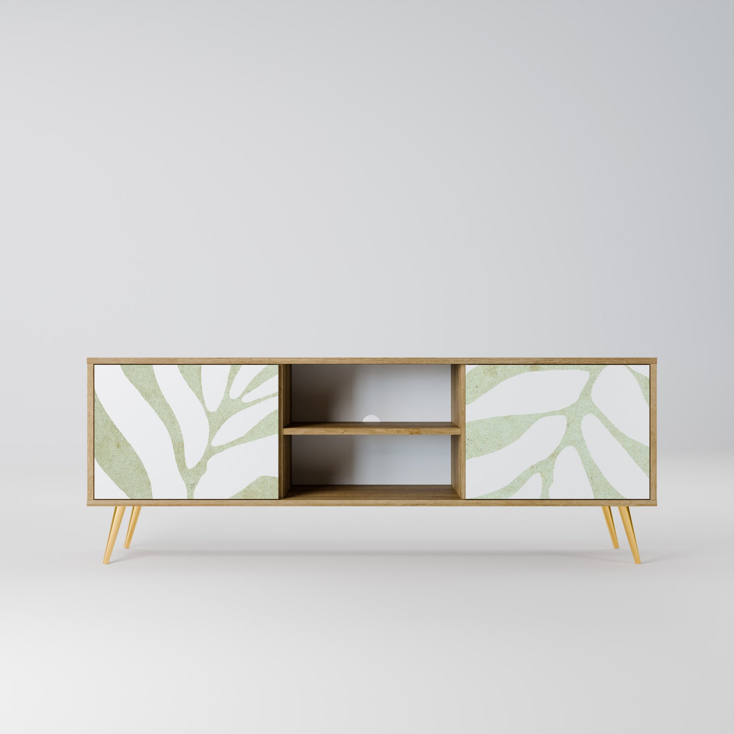 BOTANICAL SPARK 2-Door TV Stand in Oak Effect