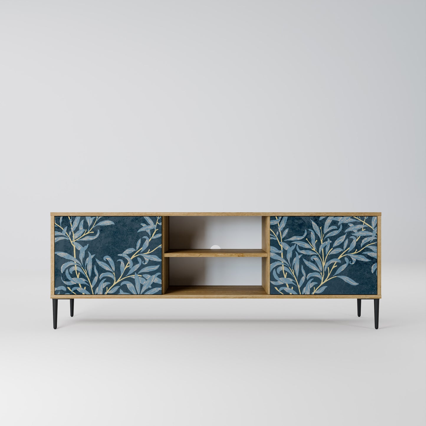 BLUE LEAVES 2-Door TV Stand in Oak Effect