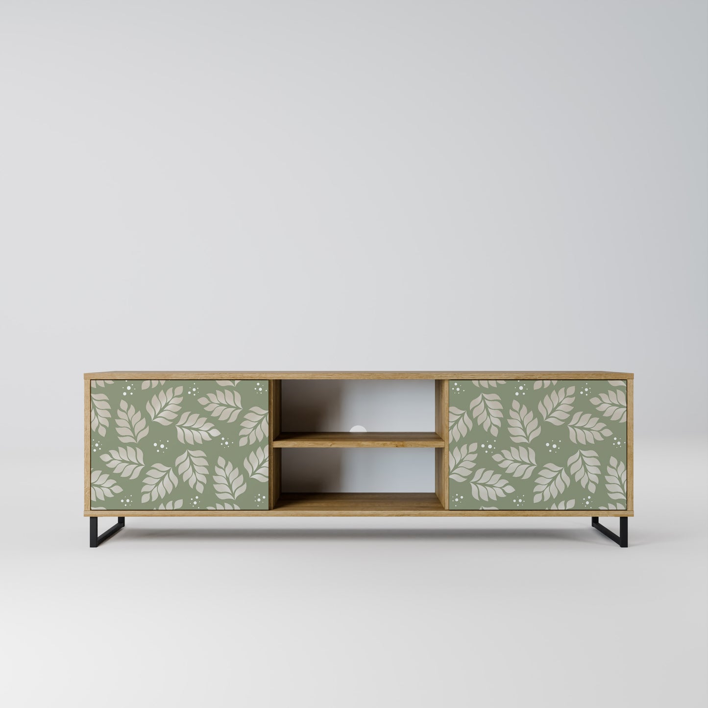 LEAVES ON GREEN 2-Door TV Stand in Oak Effect