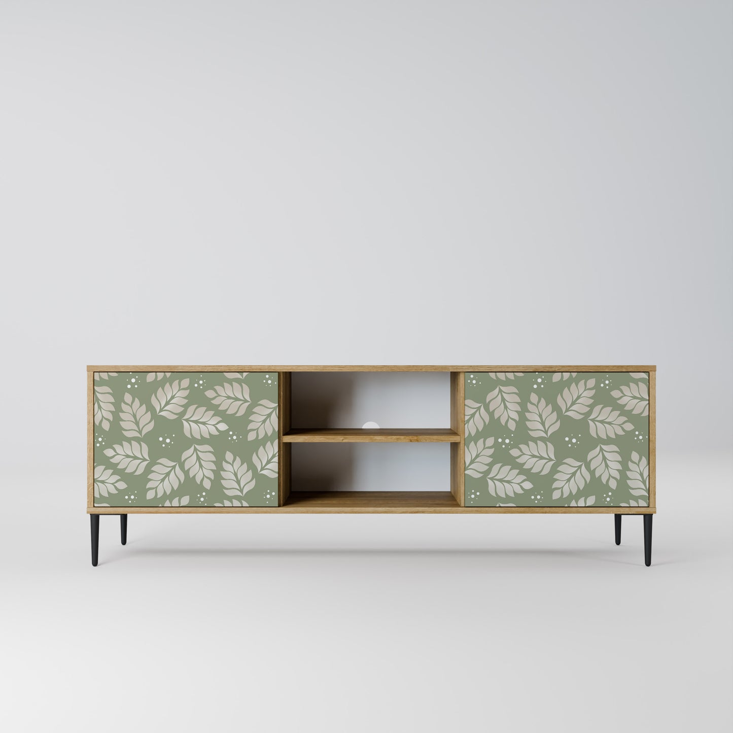 LEAVES ON GREEN 2-Door TV Stand in Oak Effect
