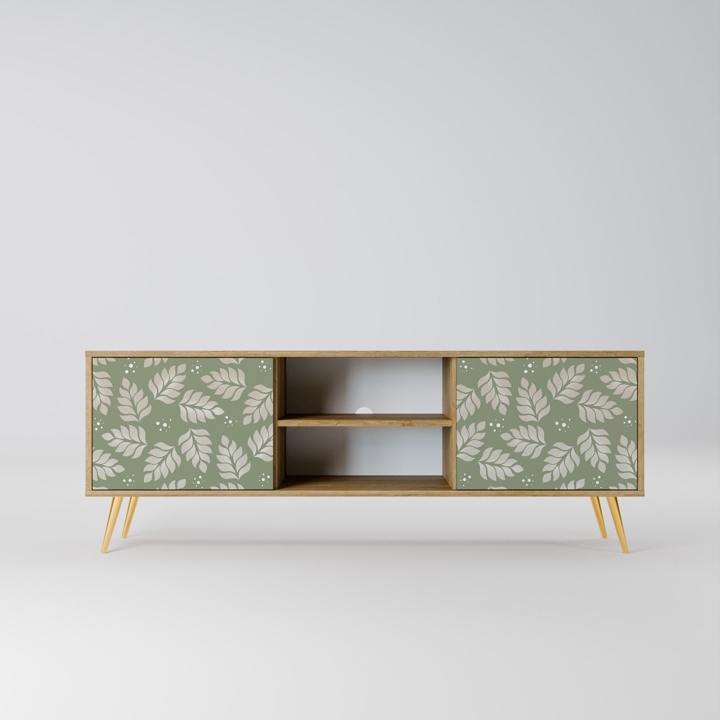 LEAVES ON GREEN 2-Door TV Stand in Oak Effect