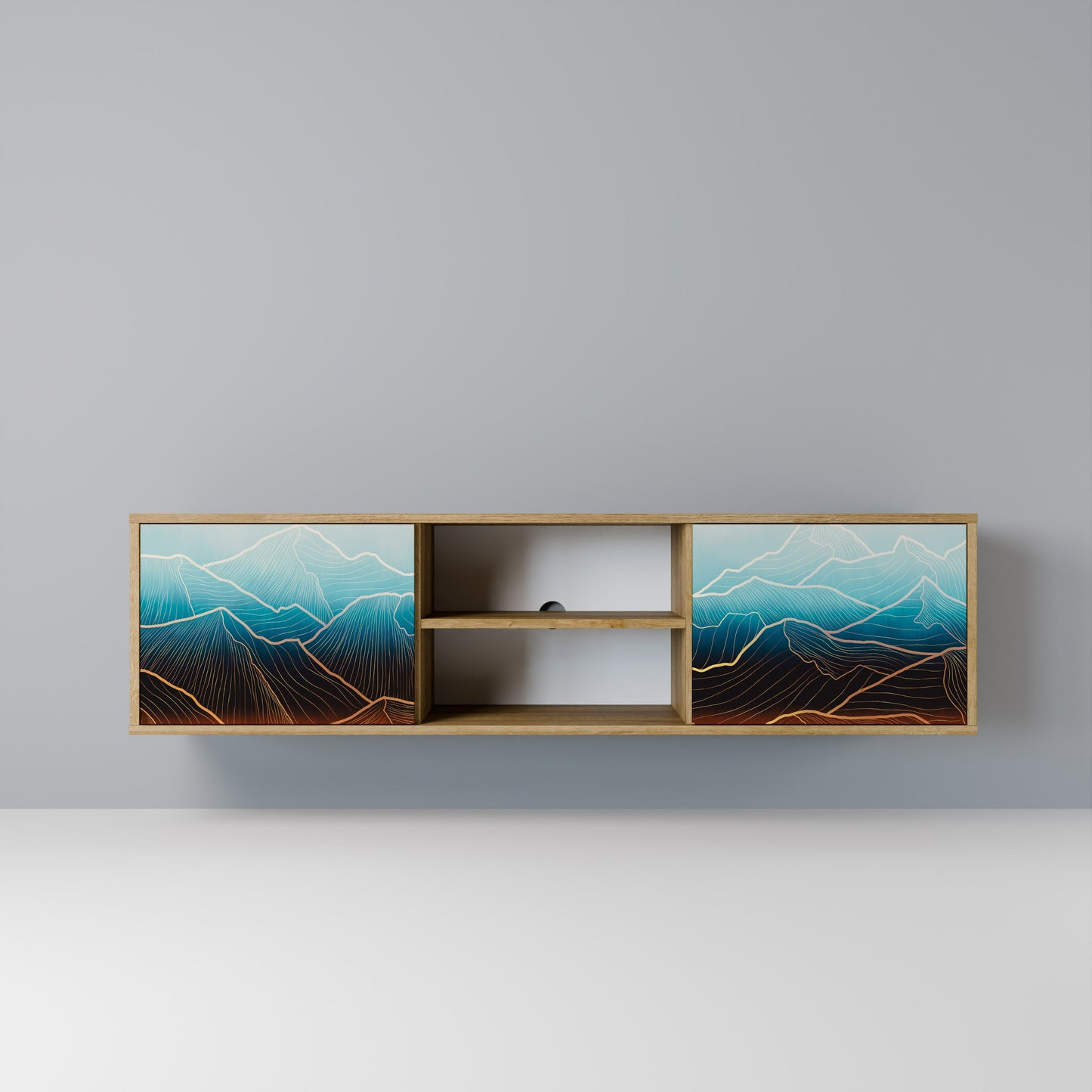 LUNAR SECRETS 2-Door TV Stand in Oak Effect