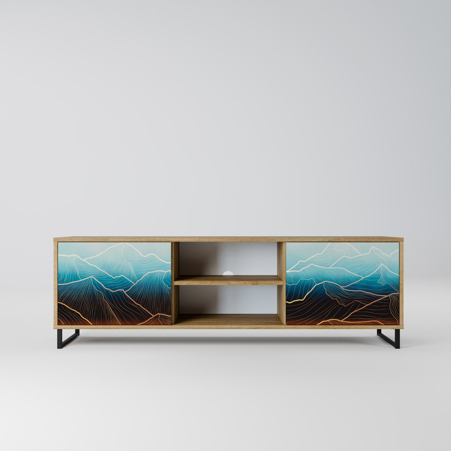 LUNAR SECRETS 2-Door TV Stand in Oak Effect