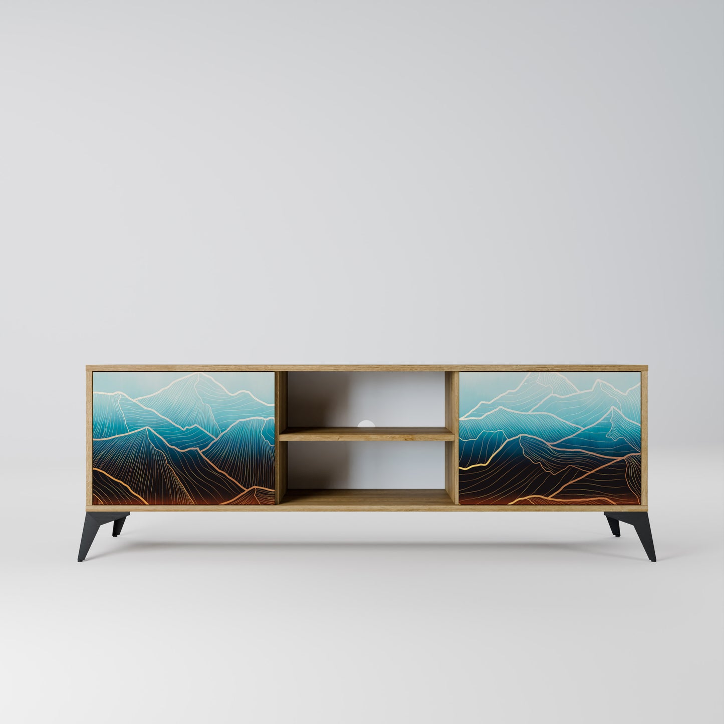 LUNAR SECRETS 2-Door TV Stand in Oak Effect