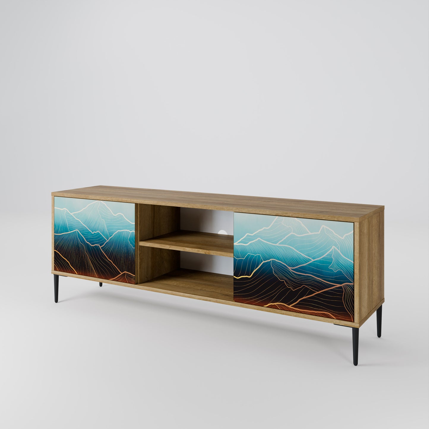 LUNAR SECRETS 2-Door TV Stand in Oak Effect