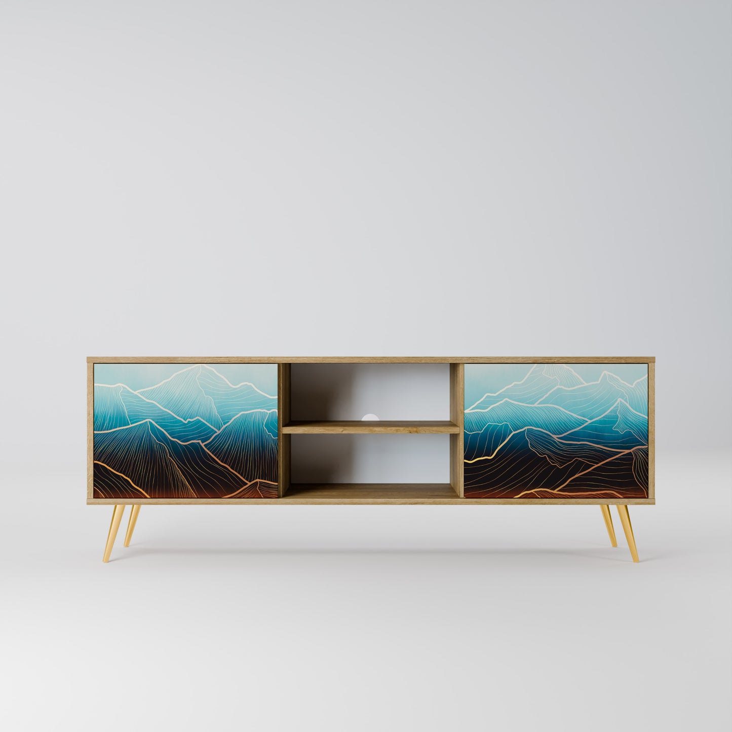 LUNAR SECRETS 2-Door TV Stand in Oak Effect