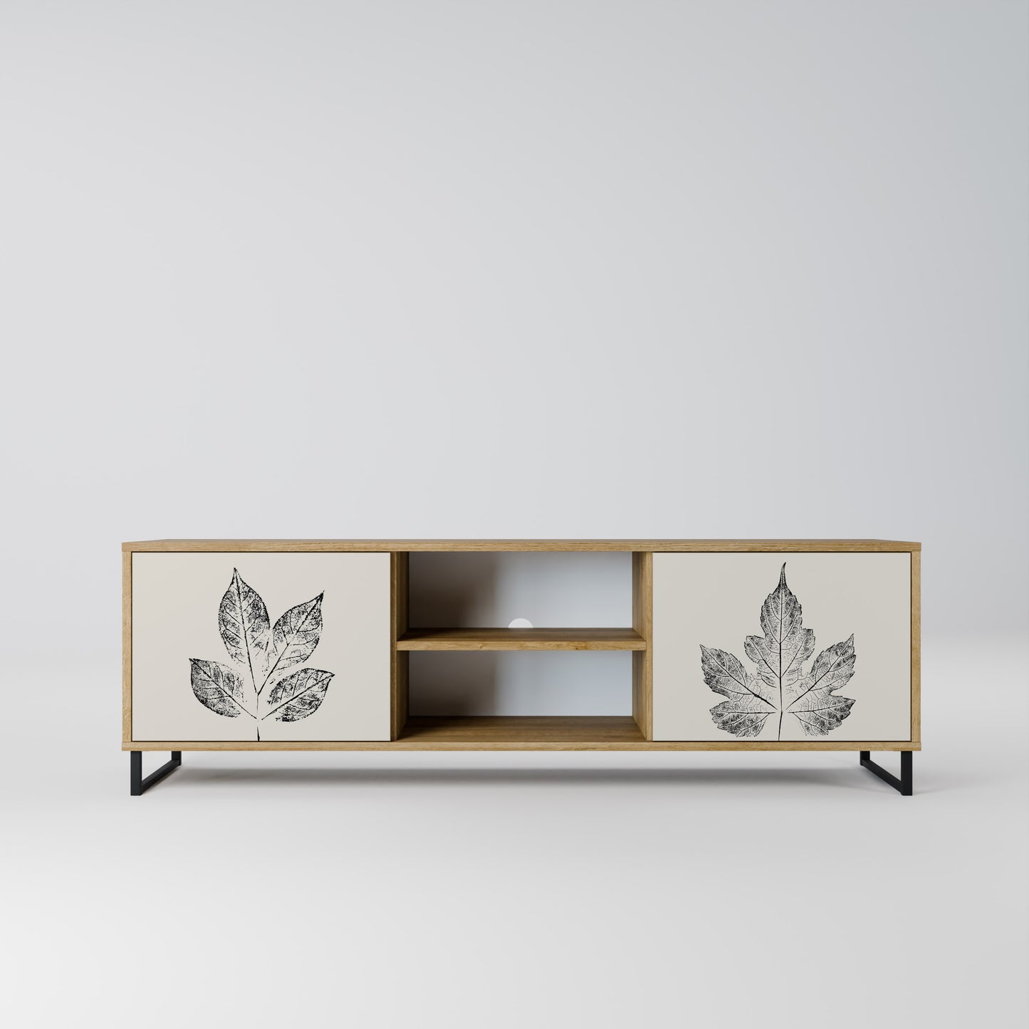 LEAFY STAMPS 2-Door TV Stand in Oak Effect