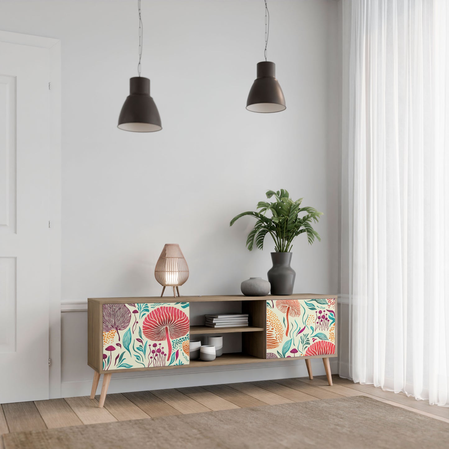 FUNGUS FANTASY 2-Door TV Stand in Oak Effect
