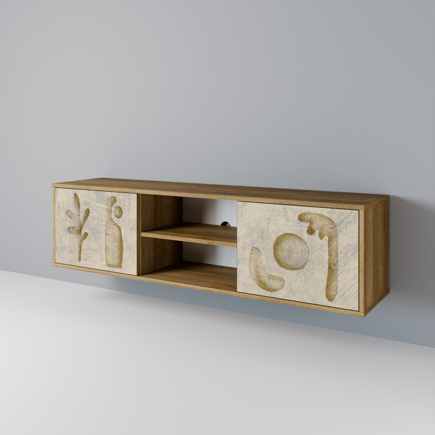 SAND SCULPTURES 2-Door TV Stand in Oak Effect