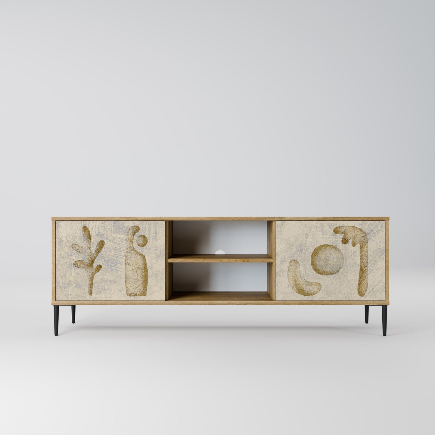 SAND SCULPTURES 2-Door TV Stand in Oak Effect