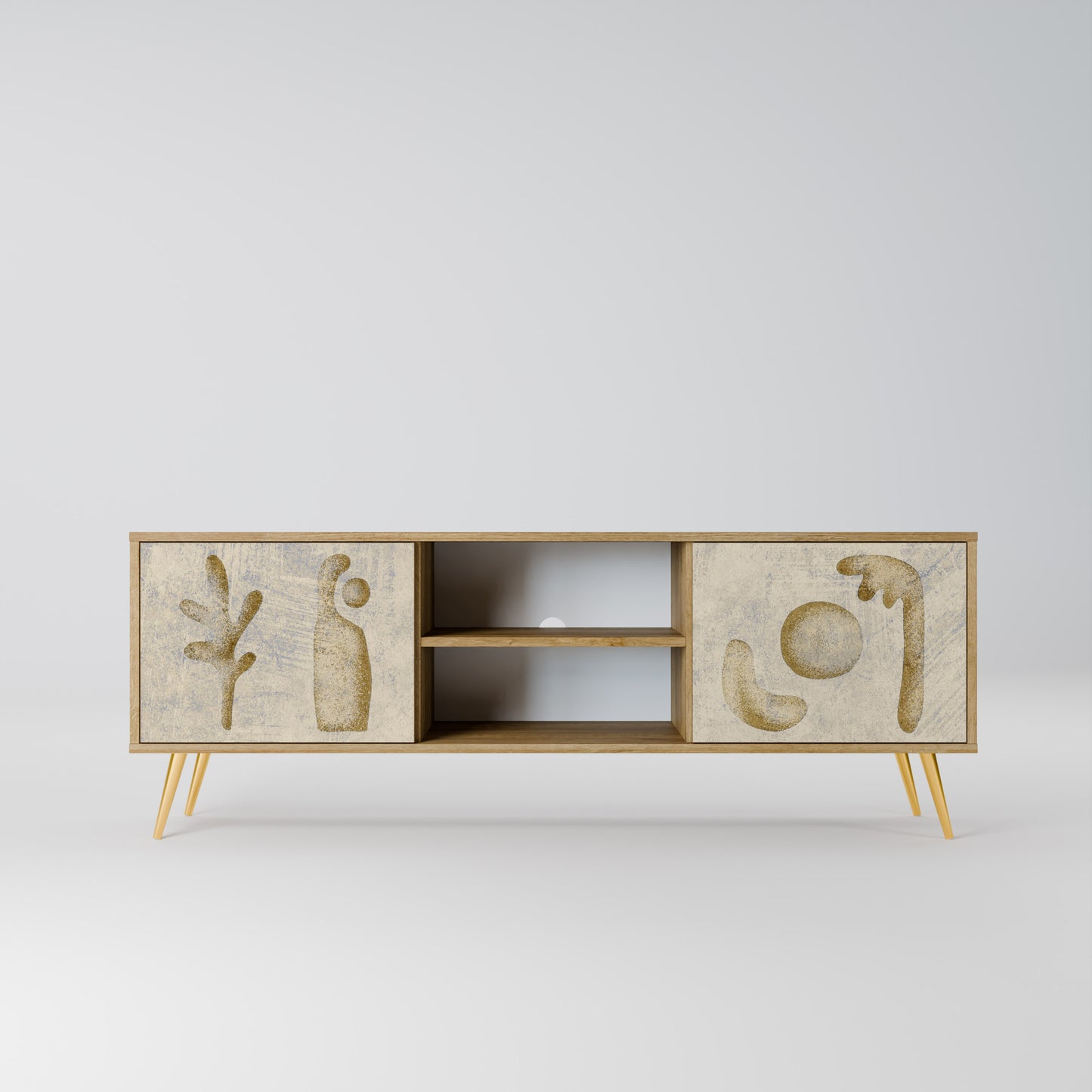 SAND SCULPTURES 2-Door TV Stand in Oak Effect
