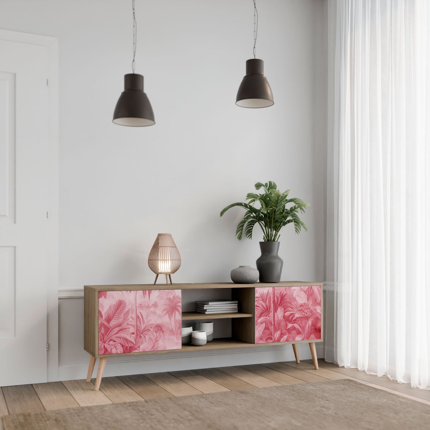 SWEET TROPICS 2-Door TV Stand in Oak Effect