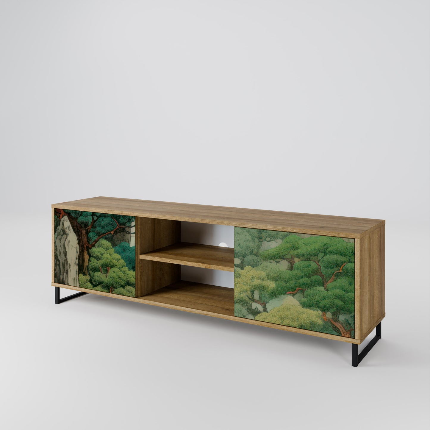 VERDURE ABYSS 2-Door TV Stand in Oak Effect